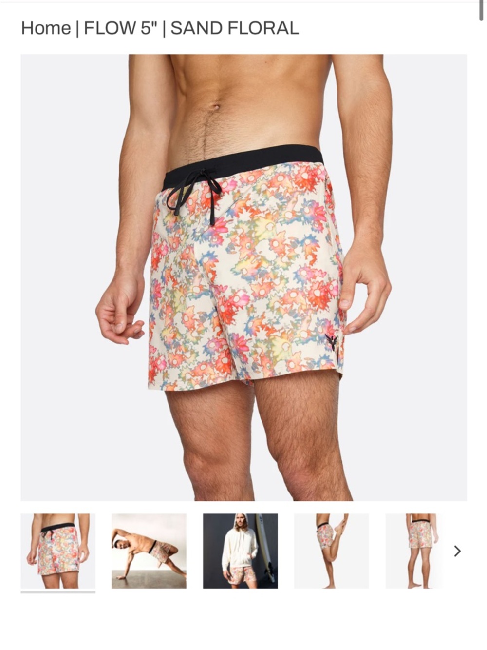 Yoga Crow Flow 5” Sand Floral Size XL